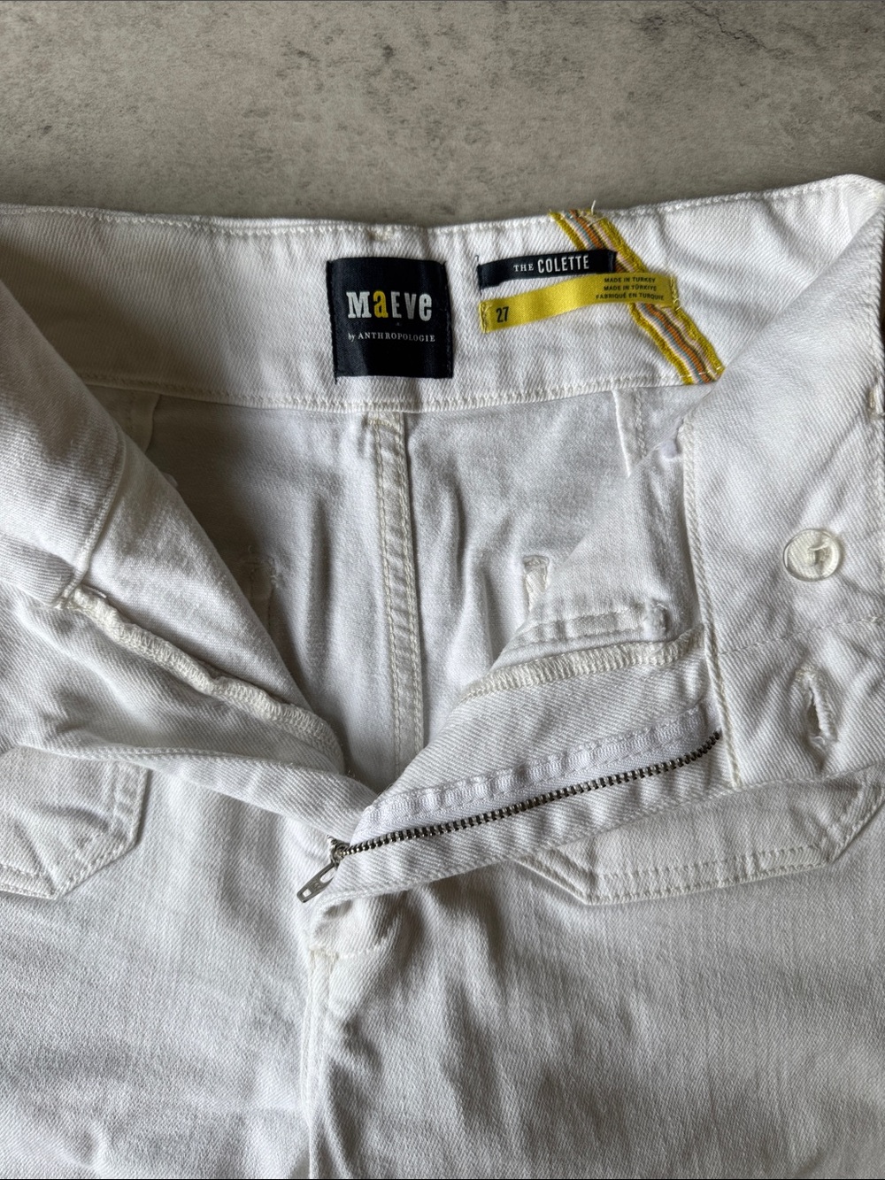 Anthropologie Maeve Colette High-Rise Wide-Leg Jeans | Ivory | Size 27 🤍 - Picture 5 of 11